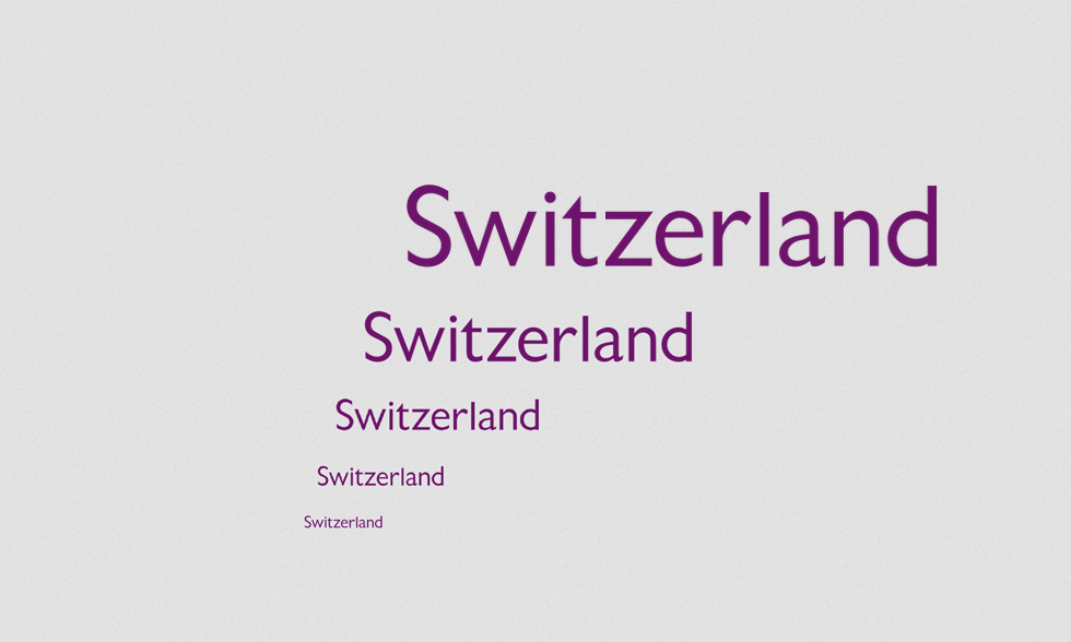 "Switzerland" caption from Charles Vögele logo with readjusted space.